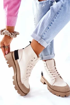 Damskie Botki Trapery Beżowe Any One