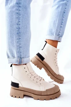 Damskie Botki Trapery Beżowe Any One