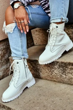 Damskie Botki Trapery Big Star Białe GG274597