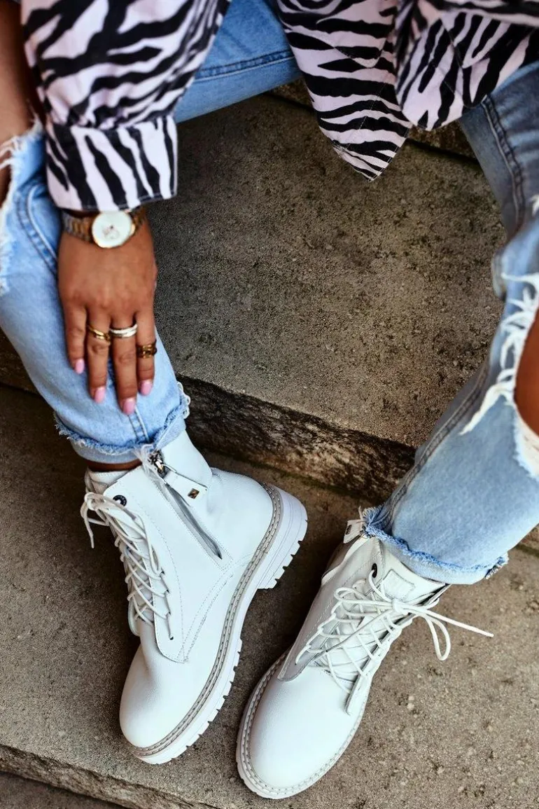 Damskie Botki Trapery Big Star Białe GG274597