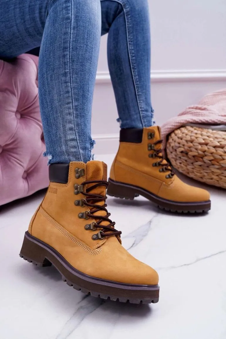 Damskie Botki Trapery Big Star Camel EE274035