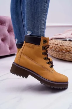 Damskie Botki Trapery Big Star Camel EE274035