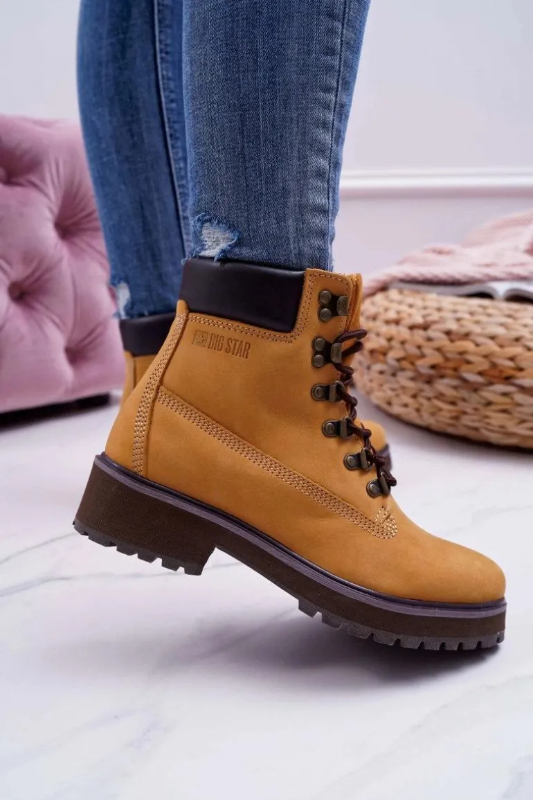 Damskie Botki Trapery Big Star Camel EE274035