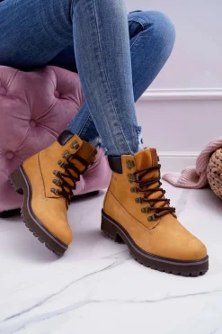 Damskie Botki Trapery Big Star Camel EE274035