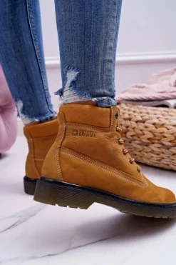 Damskie Botki Trapery Big Star Camel EE274013