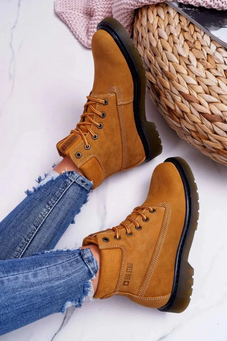 Damskie Botki Trapery Big Star Camel EE274013