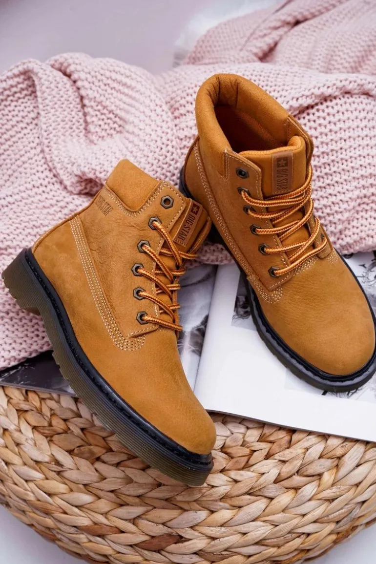 Damskie Botki Trapery Big Star Camel EE274013