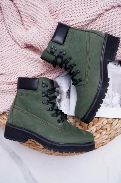 Damskie Botki Trapery Big Star Zielone EE274031