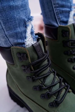 Damskie Botki Trapery Big Star Zielone EE274031