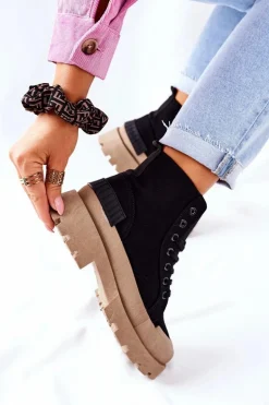 Damskie Botki Trapery Czarne Any One