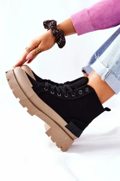 Damskie Botki Trapery Czarne Any One