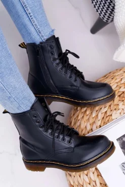 Damskie Botki Trapery Glany Czarne Gangsta