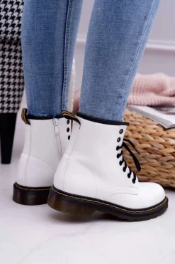 Damskie Botki Trapery Glany Białe Gangsta