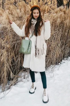 Damskie Botki Trapery Glany Skórzane Białe GOE GG2N3057A