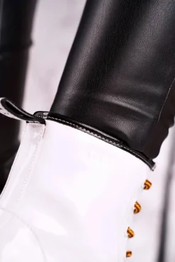 Damskie Botki Trapery Glany Skórzane Białe GOE GG2N3057A