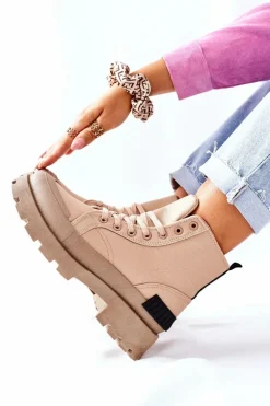 Damskie Botki Trapery Khaki Any One