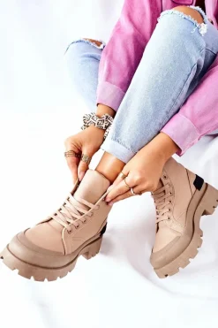 Damskie Botki Trapery Khaki Any One