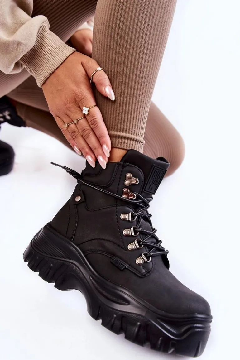 Damskie Botki Trapery Memory Foam Big Star KK274368 Czarne