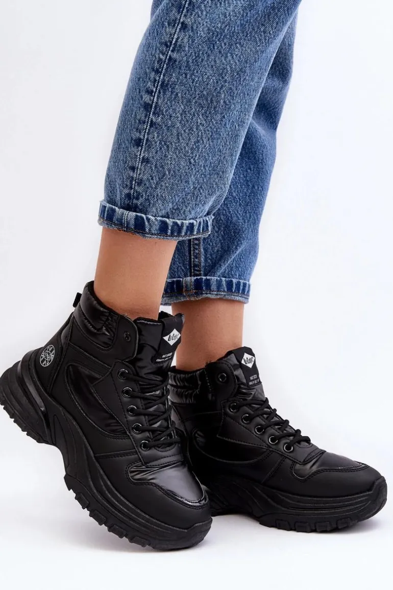 Damskie Botki Trapery Na Grubej Podeszwie Lee Cooper LCJ-23-44-1973L Czarne