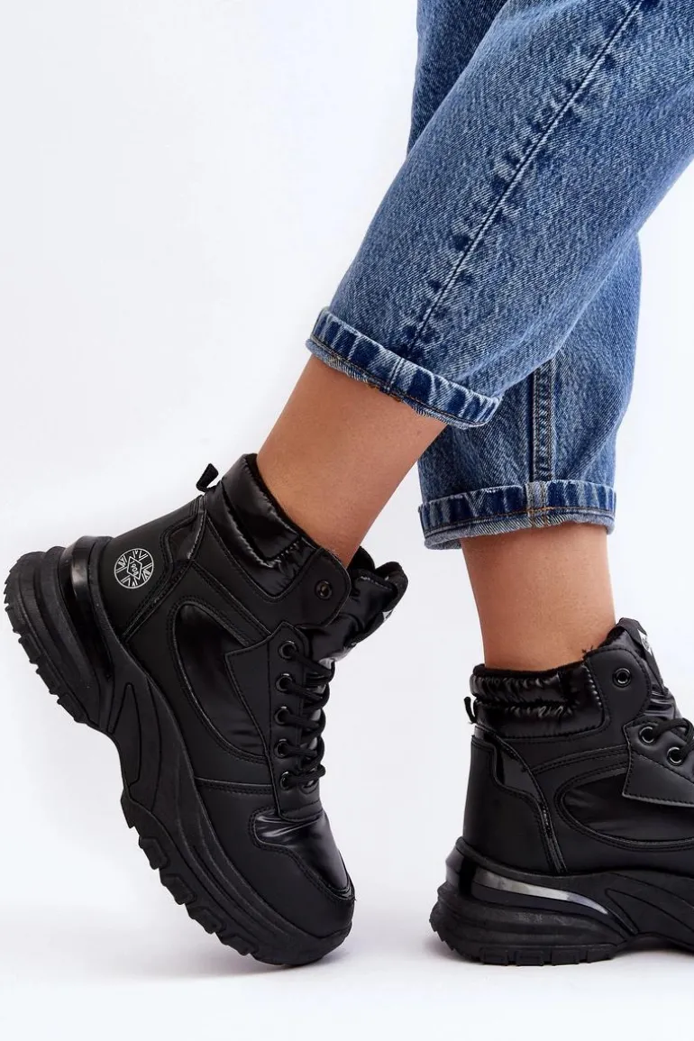 Damskie Botki Trapery Na Grubej Podeszwie Lee Cooper LCJ-23-44-1973L Czarne