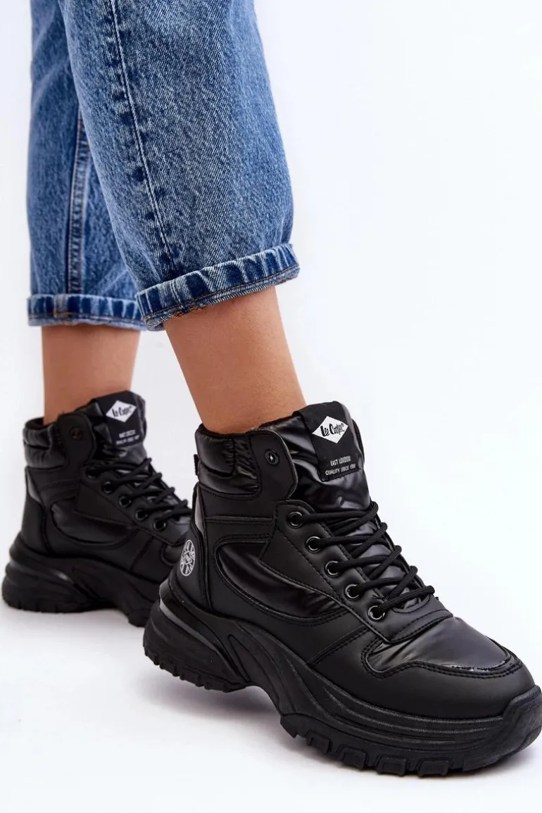 Damskie Botki Trapery Na Grubej Podeszwie Lee Cooper LCJ-23-44-1973L Czarne