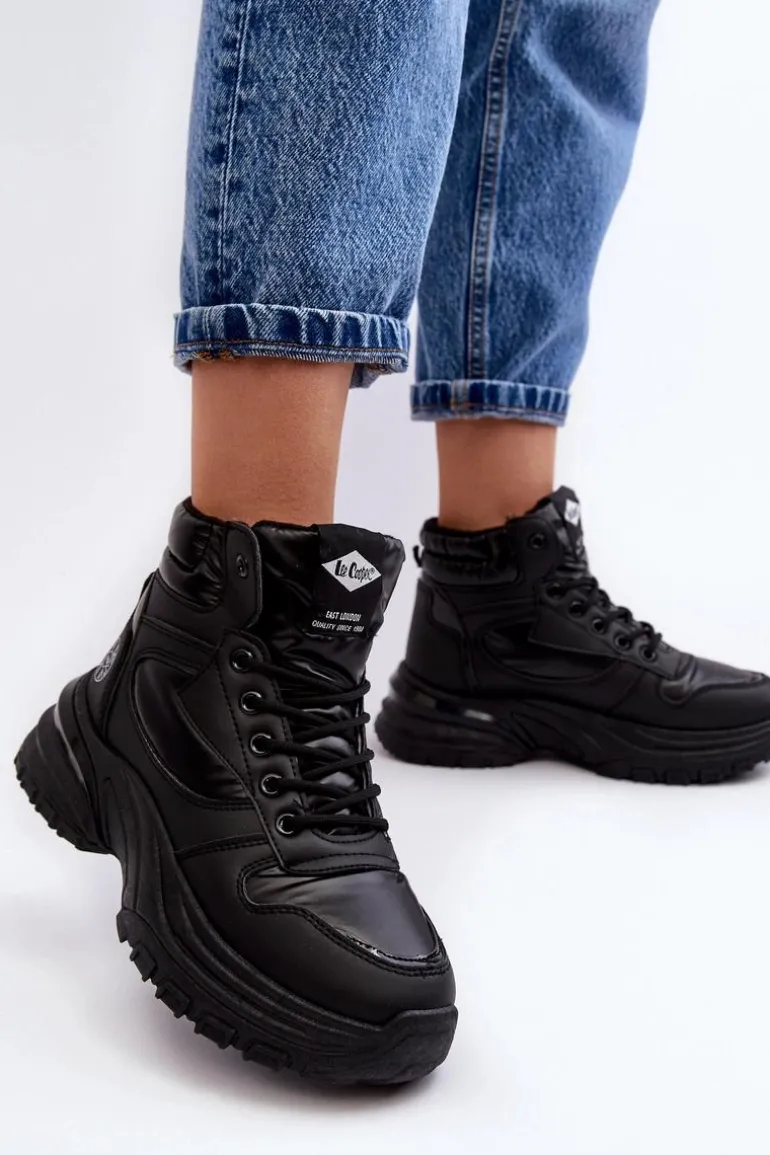 Damskie Botki Trapery Na Grubej Podeszwie Lee Cooper LCJ-23-44-1973L Czarne
