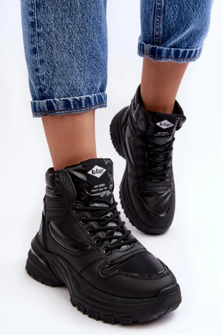 Damskie Botki Trapery Na Grubej Podeszwie Lee Cooper LCJ-23-44-1973L Czarne