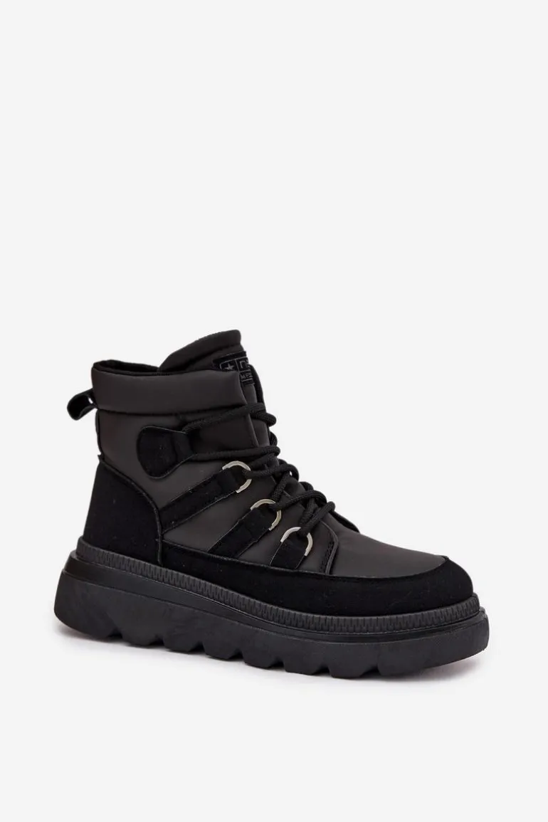 Damskie Botki Trapery Na Platformie Czarne Liorae