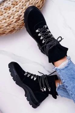 Damskie Botki Trapery Sergio Leone Czarne TR729