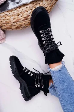 Damskie Botki Trapery Sergio Leone Czarne TR729