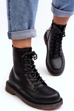 Damskie Botki Trapery Z Suwakiem Czarne Mibrasa