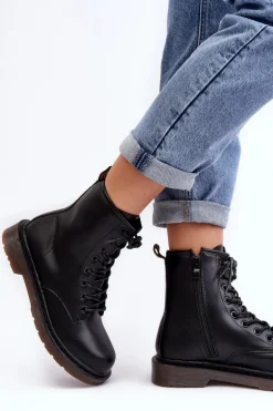 Damskie Botki Trapery Z Suwakiem Czarne Mibrasa