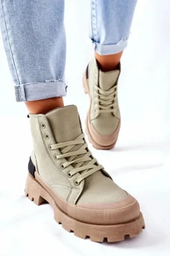 Damskie Botki Trapery Zielone Any One