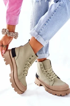 Damskie Botki Trapery Zielone Any One