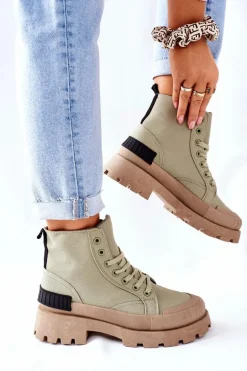 Damskie Botki Trapery Zielone Any One