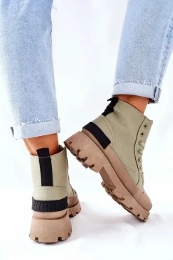 Damskie Botki Trapery Zielone Any One