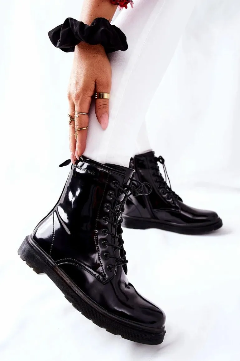 Damskie Botki Trzewiki Cross Jeans Czarne GG2R4023