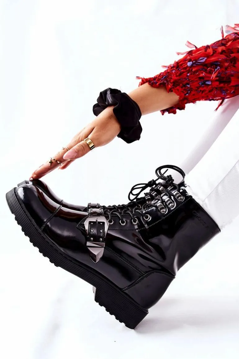 Damskie Botki Trzewiki Cross Jeans Czarne GG2R4022