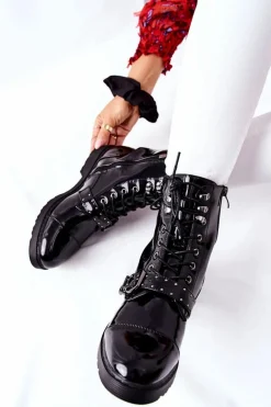 Damskie Botki Trzewiki Cross Jeans Czarne GG2R4022