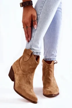 Damskie Botki W Szpic Lewski Shoes 3236 Beżowe