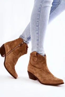 Damskie Botki W Szpic Lewski Shoes 3236 Beżowe