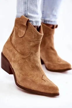 Damskie Botki W Szpic Lewski Shoes 3236 Beżowe