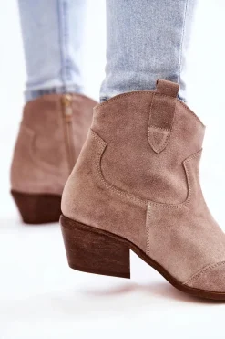 Damskie Botki W Szpic Lewski Shoes 3236 Cappucino