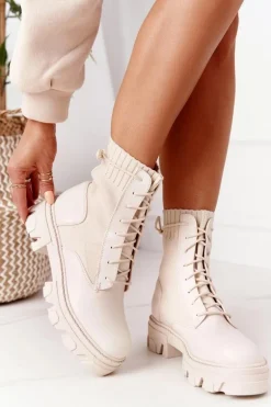 Damskie Botki Workery Beżowe My Need