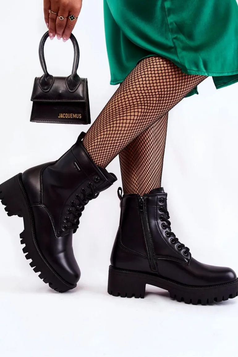 Damskie Botki Workery Cross Jeans KK2R4070C Czarne