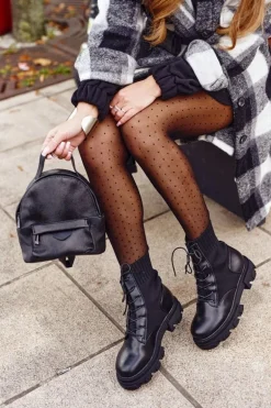 Damskie Botki Workery Czarne Megan