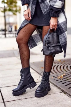 Damskie Botki Workery Czarne Megan