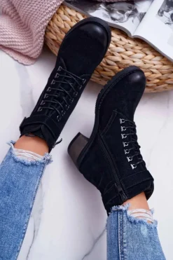 Damskie Botki Workery Sergio Leone Czarne BT705