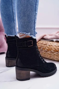 Damskie Botki Workery Sergio Leone Czarne BT705