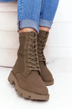 Damskie Botki Workery Zielone Haley